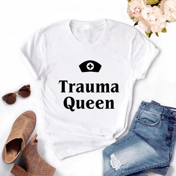 Crown Slaugytoja Karalienė Spausdinti Marškinėliai Moterims Trumpomis Rankovėmis O Kaklo Laisvus Marškinėlius Moterims, Marškinėliai, Topai Moterų Drabužiai Camisetas Mujer