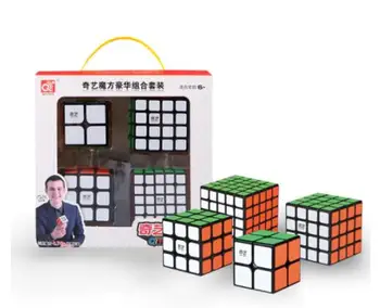 CuberSpeed Speedcubing Pluoštas Qiyi Qidi S 2X2 & Qiyi Kariai W 3x3 & Qiyi Qiyuan S 4X4 & qizheng s 5X5 Stickerless Šviesus kubas