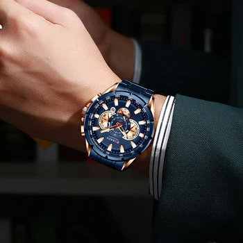 CURREN prabangos prekės, vyriški žiūrėti mėlynas kvarcas žiūrėti sporto chronograph laikrodis vyrų nerūdijančio plieno juosta 2020 mados verslo žiūrėti
