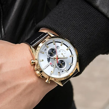CURREN Top Brand Vyrų Atsitiktinis Laikrodžius Mens Sporto Vandeniui Kvarciniai Laikrodžių Mados Karinės Odos Chronograph Montre Homme