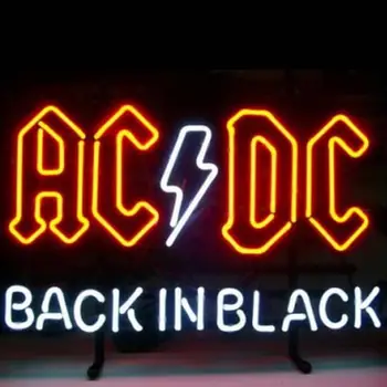 Custom AC DC-Back In Black Stiklo Neoninės Šviesos Ženklas, Alaus Baras