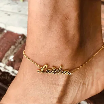 Custom Anklets Moterų Persoanlized Nerūdijančio Plieno Pavadinimą Anklet Apyrankę ant Kojos Aukso Grandinės Kojos Papuošalai, Aksesuarai Mujer