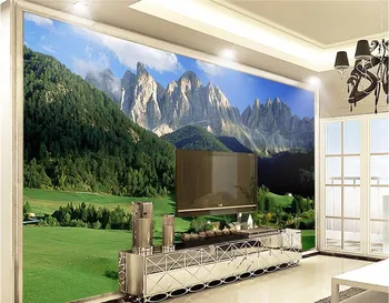 Custom freskos 3d tapetai, kalnų, miškų, pievų foto tapetų dekoro tapybos 3d sienų freskomis tapetai, sienų ir 3 d