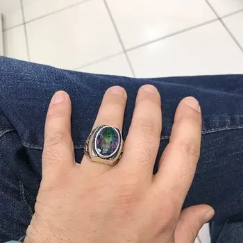 Custom Gamybos Mystic Topazas Şövalye Atveju Sidabro Men 'S Ring