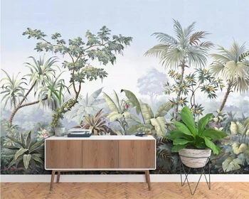 Custom mados ranka-dažytos tropinių miškų augalų bananų lapų kambarį tapetai miegamajame apdailos 3d tapetai, freskos