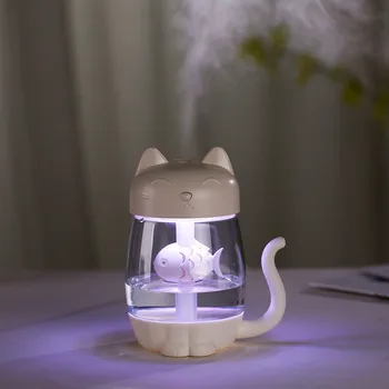Cute Kačių LED Oro Drėkintuvas Namų Kambarį 3 In 1 Drėkintuvą Oro Ventiliatorius Difuzorius Valymo Purkštukai, USB Įkrovimo LED Drėkintuvas