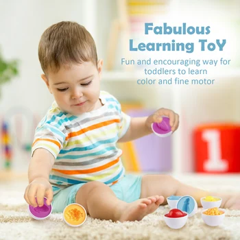 D-FantiX Spalvų Kiaušinių Rinkinį, 12, kūdikių Žaislai, Spalvos & Formos Pripažinimo Švietimo Ankstyvo Mokymosi Žaislas Kūdikiams ir Vaikams