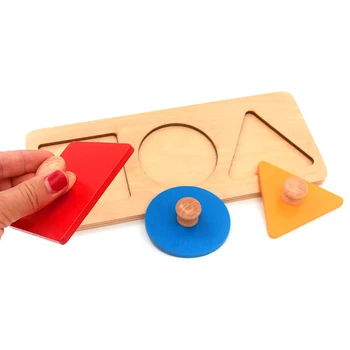 Dantų Namas Kūdikių Montessori Medžiagų, Mediniai Žaislai, Matematikos Žaislai Geometrijos Formos Furnitūros 3 Rinkiniai Raudona Mėlyna Geltona Trikampį, Kvadratą Rankenėlės