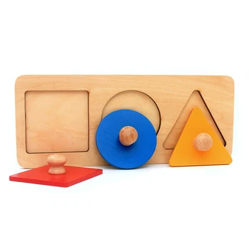 Dantų Namas Kūdikių Montessori Medžiagų, Mediniai Žaislai, Matematikos Žaislai Geometrijos Formos Furnitūros 3 Rinkiniai Raudona Mėlyna Geltona Trikampį, Kvadratą Rankenėlės