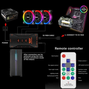 DarkFlash Aurora DR12 Pro Kompiuteris PC Case Fan 120mm RGB LED Atveju Ventiliatorius ASUS 