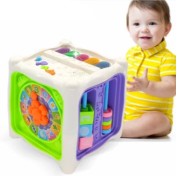 Daugiafunkcinis Muzikiniai Žaislai, Vaikiška Baby Box Muzikos Veiklos Kubas Pavarų Laikrodis Geometrinis Blokai Rūšiavimo Švietimo Žaislai