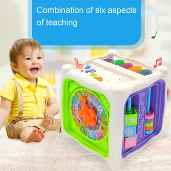 Daugiafunkcinis Muzikiniai Žaislai, Vaikiška Baby Box Muzikos Veiklos Kubas Pavarų Laikrodis Geometrinis Blokai Rūšiavimo Švietimo Žaislai