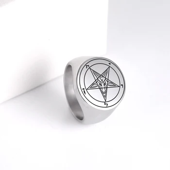 Dawapara Baphomet Šėtono Amuletas Punk Žiedai Kabala Talismanas Okultizmas, Magija, Nerūdijančio Plieno Žiedas Vyrams Papuošalai