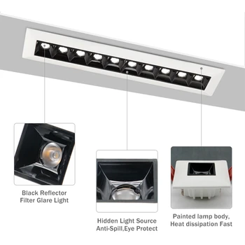 [DBF]vienoje Eilėje Ilgai Aikštėje LED Lubų Vietoje Šviesos Ne Pritemdomi 2W 4W 10W 20W LED Embedded Downlight už kambarį Eilėje Šviesos