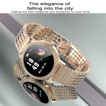 Deimantų dygliuotos Smart Žiūrėti 2020 Moterų Gražių LW20 Smartwatch IP68 Vandeniui Apyrankę Širdies ritmo Plieno Laikrodžiai Dovana Mylėtojas