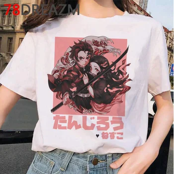 Demon Slayer Kawaii Marškinėliai Moterims Japonų Anime 