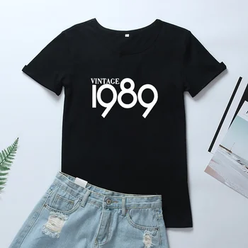 DERLIAUS 1989 Atspausdintas T-shirt Moterims, Viršuje Vasarą, O-kaklo trumpomis Rankovėmis Tee Marškinėliai Femme Prarasti Atsitiktinis Marškinėlius Moterims Dropshipping