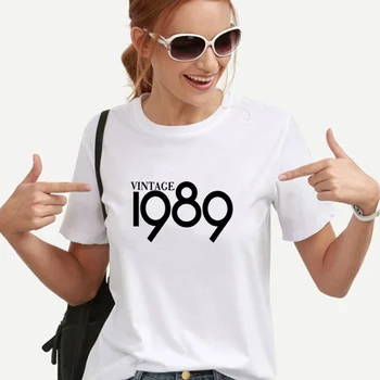 DERLIAUS 1989 Atspausdintas T-shirt Moterims, Viršuje Vasarą, O-kaklo trumpomis Rankovėmis Tee Marškinėliai Femme Prarasti Atsitiktinis Marškinėlius Moterims Dropshipping