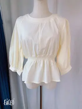 Derliaus kietas medvilnės, baltos spalvos Marškinėliai moteriška Negabaritinių Viršūnes Moterų Ilgas rankovėmis Palaidinė Mergaitėms Plius Dydis Rudenį Moterims Palaidinės femme Blusas