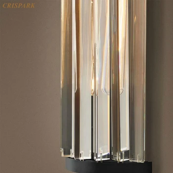 Derliaus Kristalų Sienos Lempos Bedroome LED 1 Lemputė Juoda Apdaila Cristal Sienos Sconce Šviesos Patalpų Art Deco Viešbučio Kambarį Veranda