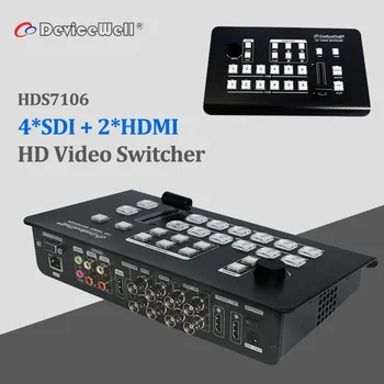 DeviceWell HDS7106 HD Video Switcher 6 Channel 4 SDI 2 HDMI įėjimai Multiview Switcher Naujosios Žiniasklaidos Live Stream Transliacijos TV