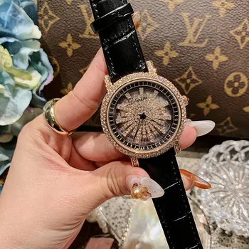 Diamond Prabanga Moterų Laikrodžiai Sukimosi Dial Kristalų Ponios Žiūrėti Vandeniui Gėlių riešo žiūrėti moterims laikrodis relogio feminino