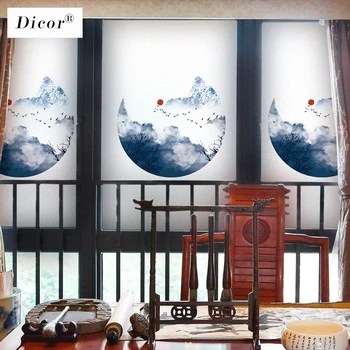 DICOR Matinio Stiklo Plėvele tamsinti Stiklai Filmų Polietileno Kinų Stiliaus Namų Dekoras, Langų Dekoravimas Style Rašalo BLT1357