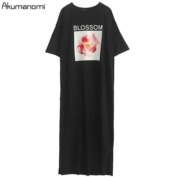 Didelis dydis gėlių Maxi Marškinėliai Šlaunies Ritininės Suknelė Moterims Vasaros Atsitiktinis elegantiškas Juodos Ilgos Suknelės Drabužius, Plius Dydis 7xl 6xl 5xl 4xl xxxl