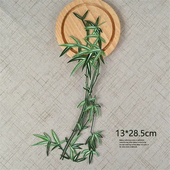 Didelis Išskirtinį Bambuko Pleistrai Ilgas Tipas Lapai Siuvinėjimo Geležies Pleistras Drabužių Lipdukas Gražus Aplikacijos Drabužių