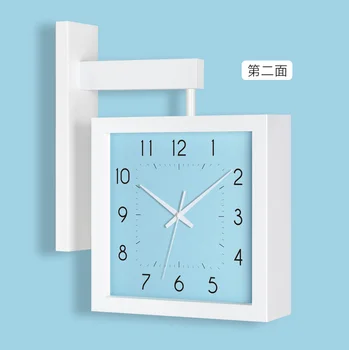 Didelis Medienos Sieninis Laikrodis Šiaurės Modernus Dizainas Kambarį Kvadratinių Žiūrėti Kūrybos Dvipusis Paprasta Unikalus Žiūrėti Klok Namų Dekoro EE50