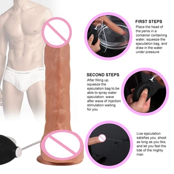 Didelis neišliejant dildo realistiškas penis purškiamo vandens dick siurbtukas vibratorių moterims, sekso parduotuvė didelį falą sekso žaisliukai suaugusiems