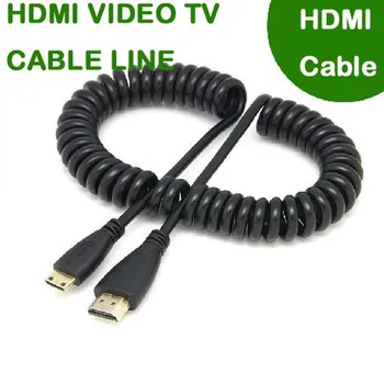 Didelis tankis, greitis Ištraukiama pavasarį mini HDMI laidą Aukso HD jungtis maitinimo kabelis monitoriaus 1.4 V 3D Mini HDMI į HDMI male kabelio