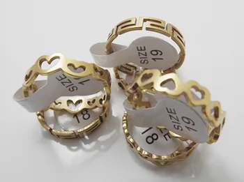Didmeninė 40 vnt mados Aukso meilės dizaino tuščiaviduriai skintos gėlės Nerūdijančio Plieno Žiedai Lady žiedas