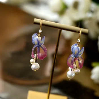 Didmeninė elegantiškas originalūs papuošalai, rankų darbo natūralių perlų gėlių derliaus kutas lašas auskarai moterims