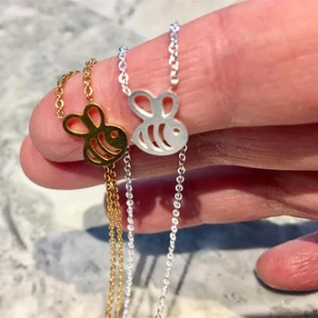 Didmeninė Vabzdžių Papuošalai Rose Gold Origami Mažai Bičių Karoliai Moterų Dukra Dovana, Nerūdijančio Plieno Grandinės Collares Bijoux 2019