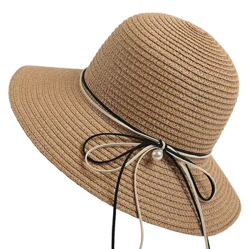 Didmeninė vyresnysis Šiaudų skrybėlę vasarą paprastas ir universalus, skėtį nuo saulės ir saulės moterų žvejo skrybėlę, rankų lankstymas paplūdimio Kepurė