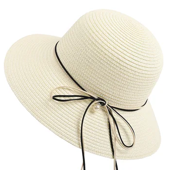 Didmeninė vyresnysis Šiaudų skrybėlę vasarą paprastas ir universalus, skėtį nuo saulės ir saulės moterų žvejo skrybėlę, rankų lankstymas paplūdimio Kepurė