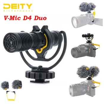 Dievybė V-Mic D4 Duo Dual Galvos Kapsulė Mikrofonui Dual Cardioid Mic TRS 3.5 MM Vlog Vaizdo Studija DSLR Fotoaparatas išmaniųjų telefonų