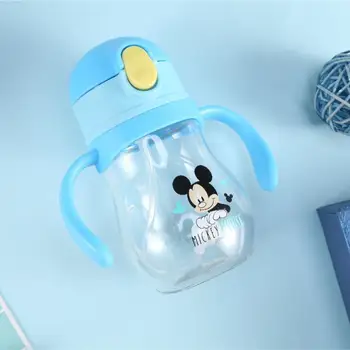Disney 360ml Mielas Minnie Peliukas Kūdikį Krūtimi, Puodelis su Šiaudų Vaikai Mokosi Šėrimo Gėrimo Butelis su Rankena Vaikų Mokymo Taurė