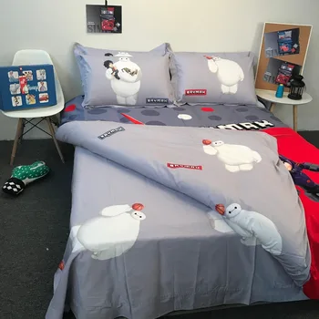 Disney herojus baymax šalikas patalynės komplektas queen size medvilnės audinio antklodė padengti berniukas raudonai pilkas užvalkalai 3d twin viso dydžio lova skleisti