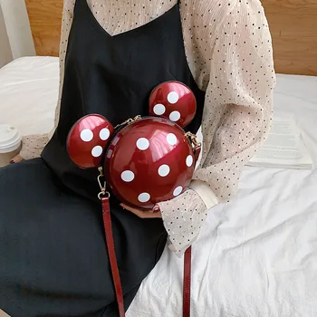 Disney pavasario ir vasaros naujų mielas polka dot mažos rankinės moterų maišelį polka dot pop pečių maišą mickey mouse krepšys