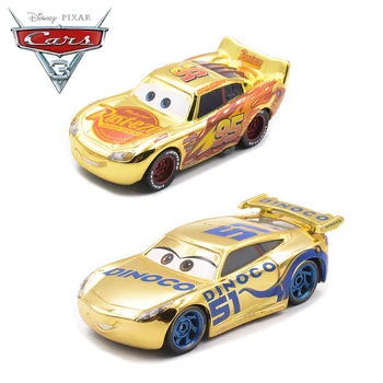Disney Pixar Cars 3 Diecast Metal Žaislinės Transporto Priemonės Aukso Spalvos Žaibas McQueen Dinoco Cruz Ramirez Automobilių Žaislas Gimtadienio Švenčių Dovanos