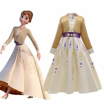 Disney Princesė Ana Suknelė Šalis Kostiumas Mergaitėms Disneilendas Cosplay Sušaldyti 2 Kamuolys Suknelė Vaikams Išgalvotas Karnavalas Frock 3 4 5 7 9Y