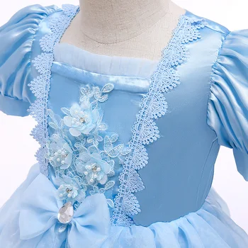 Disney Princesė Pelenė Suknelė Mergaitėms Puošnus Nėrinių Gėlių Kostiumas Helovinas Vaikams Šalis Stiklo Šlepetė Cosplay Drabužius Chalatai