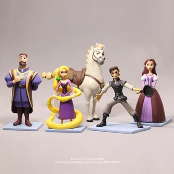 Disney Princesė Rapunzel Animacinių filmų 5vnt/set 9-11cm mini lėlės Veiksmų Skaičius, Anime Mini Kolekcija Statulėlės Žaislo modelis vaikams