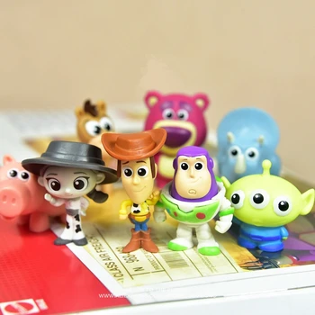 Disney Toy Story Woody Buzz Lightyear 3-4cm Veiksmų Skaičius, Laikysena Anime Apdailos Surinkimo Statulėlės Žaislo modelis vaikams