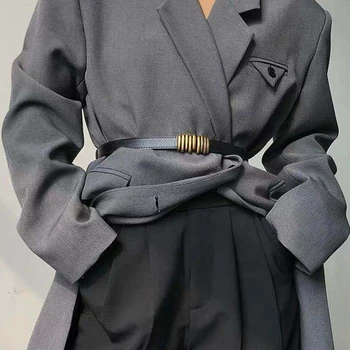 Dizaineris diržus moterims aukštos kokybės natūralios odos kailio diržas prabangos prekės reguliuojamas lengva ceinture femme ilgas plonas cummerbund