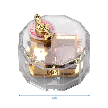Dodecagon Skaidrus Akrilo Muzikos Dėžutė Rotacija prieš laikrodžio rodyklę Laikrodžio Musicbox Aukso Apkalos Muzikos Judėjimo Draugais