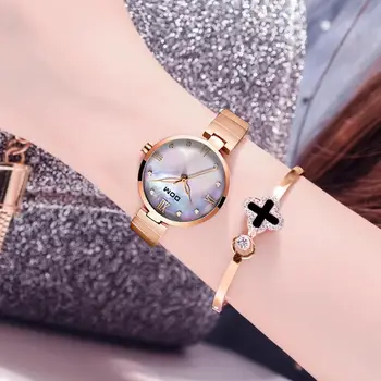 DOM 2019 Naujas Mados Moterų Laikrodžiai Elegantiškas Laikrodis Ciferblatas Prabanga Rose Gold Moterų Apyranke Kvarciniai Laikrodžiai Vandeniui atsparus G-1267G