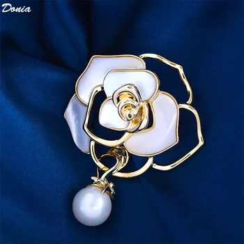 Donia Papuošalų Mados prabangių naujų deep sea shell rose sagė shell perlų corsage elegantiškais mados aksesuarais moterims